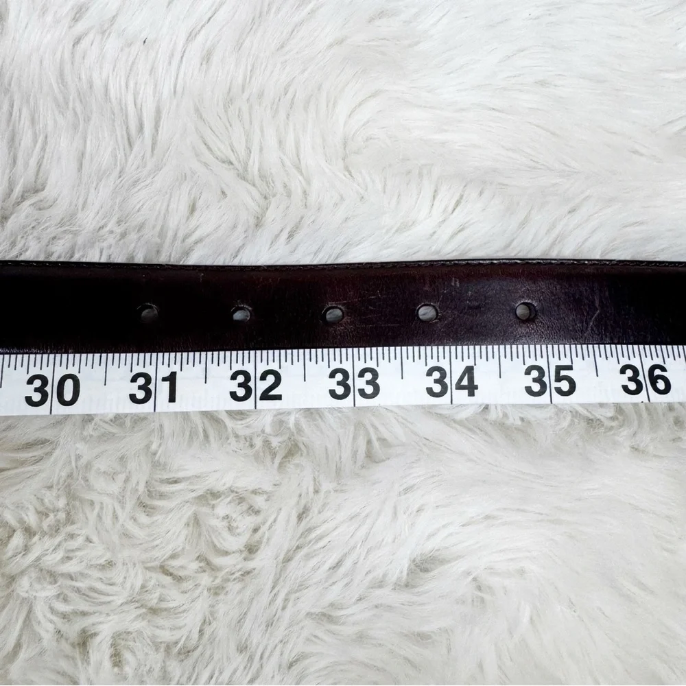 VINTAGE Fossil Brown Leather Western Engraved Silver Belt Medium Ornate Boho‎